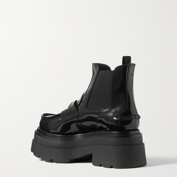 New Alexander Wang Black Carter Ankle Platform Loafer Patent Leather Boots Sz 41 - Picture 3 of 11